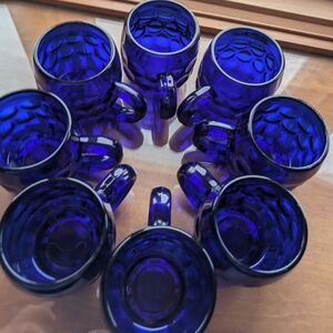 RARE Set of 8 Vintage Cobalt Blue Beer Mugs - 1930s New Martinsville Steins